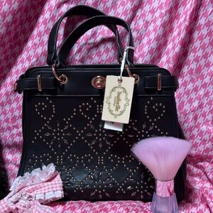 Chic Black Studded Satchel